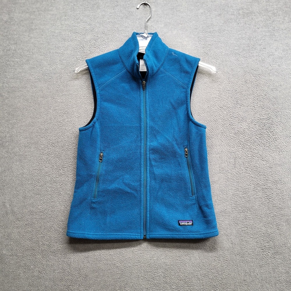 VINTAGE Patagonia Synchilla Women Jacket Medium Blue USA Fleece Full Zip Vest‎